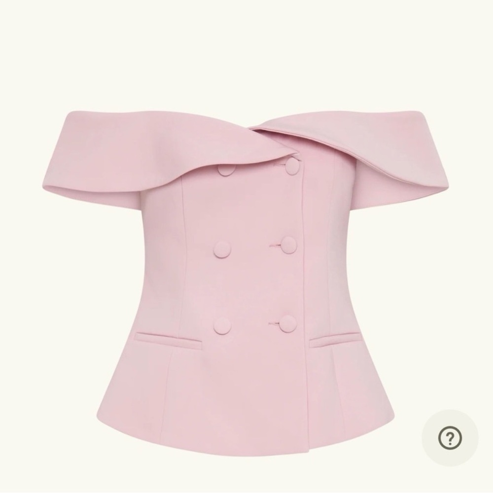 Meshki Pink Off-Shoulder Button Down Shirt and Skirt - MEDIUM - Picture 3 of 7